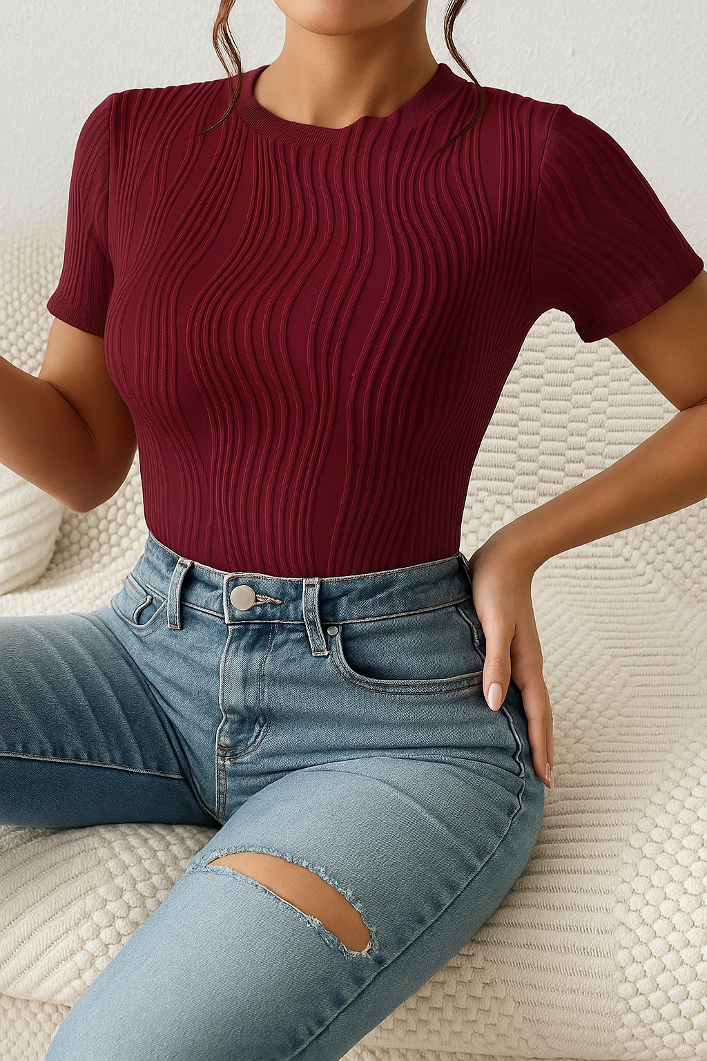 ZÉLENE WaveKnit™ Crew Bodysuit